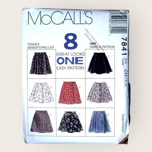 Vintage 1990s McCalls Sewing Pattern 7841 Girls Skirt Sz 7-10 Uncut Factory Fold - Picture 1 of 2